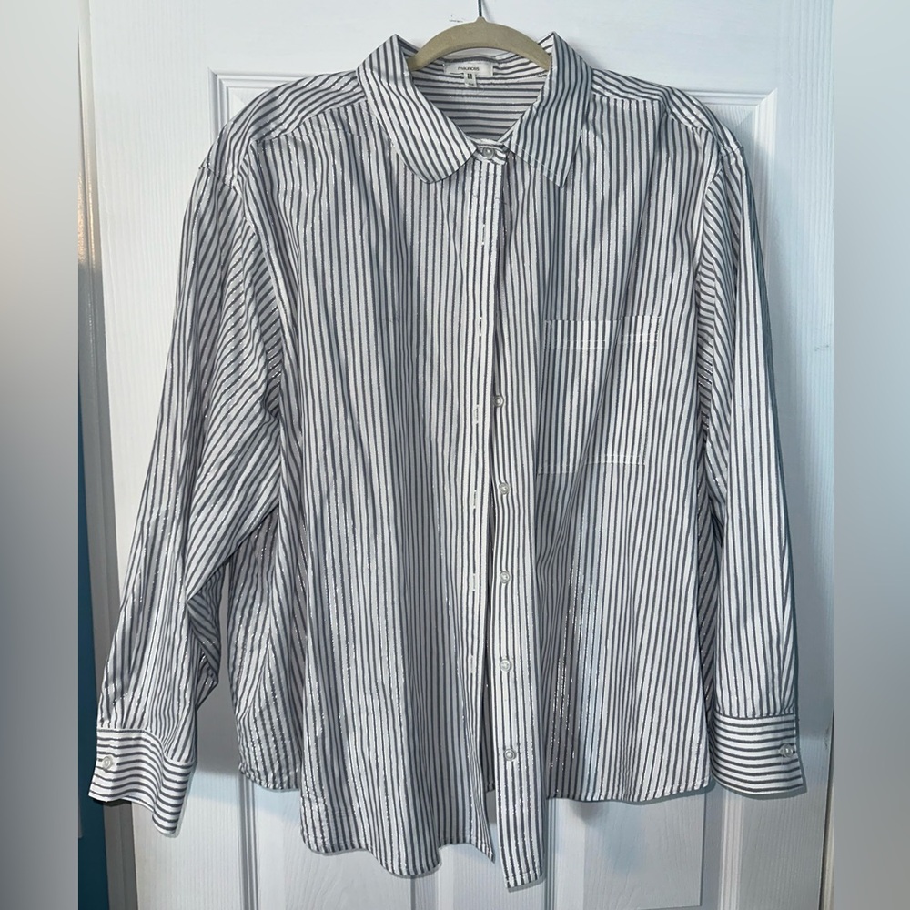 Striped Button Down Long Sleeve Tee